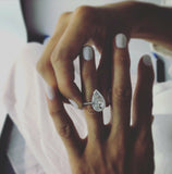 3ct Big Pear Diamond Accent Solitaire Engagement Ring 14k White Gold Finish New