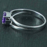 0.5ct Oval Cut Purple Amethyst Split Shank Engagement Ring 14k White Gold Finish