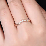 0.2ct Round Cut Moissanite Curved Minimalist Wedding Band 14k Yellow Gold Plated