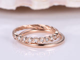 Half Eternity Bridal Set Engagement Ring 1ct Round Diamond 14k Rose Gold Finish