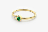 0.4ct Round Cut Green Emerald Two Stone Minimalist Ring 14k Yellow Gold Finish