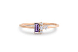 0.4ct Baguette Cut Simulated Amethyst Cluster Minimal Ring 14k Rose Gold Plated