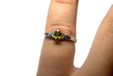 0.35ct Oval Cut Green Peridot Solitaire Engagement Ring 14k White Gold Finish