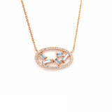 1ct Baguette Cut Simulated Diamond Open Oval Family Pendant 14k Rose Gold Plated