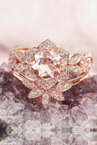 3ct Round Morganite Engagement Ring Flower Crown Bridal Set 14k Rose Gold Finish