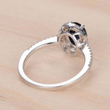 2.2ct Oval Cut Blue Sapphire Engagement Ring Diamond Halo 14k White Gold Finish