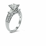 4ct Princess Cut Diamond Solitaire Ring 14K White Gold Finish with Accents