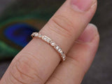 1ct Round Cut Diamond Wedding Band Milgrain Half Eternity 18k Rose Gold Finish