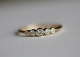 1.3ct Round Cut Diamond Engagement Ring 5 Stone Minimalist 14k YellowGold Finish