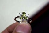 2.3ct Engagement Ring Oval Cut Peridot Stylish Partywear 14k White Gold Finish