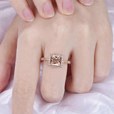 1ct Cushion Cut Morganite Solitaire Accent Engagement Ring 14k Rose Gold Finish