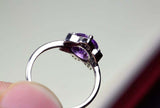 2.25ct Engagement Ring Round Cut Purple Amethyst Flower 14k White Gold Finish
