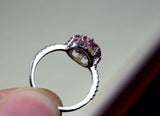 2.2ct Engagement Ring Round Cut Yellow Citrine Pink Ruby Halo 14k WhiteGold Over