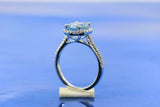 2.1ct Oval Blue Aquamarine Engagement Ring Round Accent Halo 14k White Gold Over