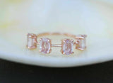 2.5ct Oval Peach Morganite 4 Stone Minimalist Engagement Ring 14k Rose Gold Over