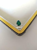 1.2ct Engagement Ring Pear Cut Green Emerald Diamond Accent 14k WhiteGold Finish