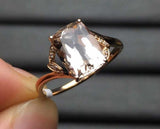 2.3ct Cushion Cut Morganite Swirl Twist Solitaire Ring 14k Yellow Gold Finish