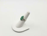 2.2ct Engagement Ring Pear Cut Green Emerald Art Deco 14k White Gold Finish