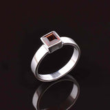 0.35ct Engagement Ring Princess Cut Red Garnet Solitaire 14k White Gold Finish