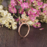 0.5ct Princess Stone Ring Setting Round Simulated Semi Mount 14k RoseGold Plated