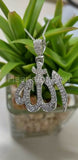 1ct Round Cut Moissanite Allah Pendant 14k White Gold Plated NO CHAIN