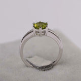 2.1ct Round Cut Green Peridot Solitaire with Accent Ring 14k White Gold Finish