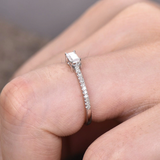 1ct Engagement Ring Baguette Cut Diamond Accent Solitaire 14k White Gold Finish