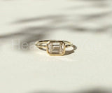 0.5ct Emerald Simulated Diamond Bezel Set Engagement Ring 14k Yellow Gold Plated