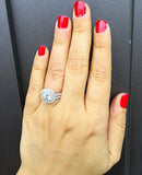 Double Halo Bridal Set Engagement Ring 2ct Cushion Diamond 14k White Gold Finish