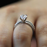 2ct Round Cut Diamond Solitaire Bridal Set Engagement Ring 14k White Gold Finish