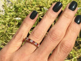 2.4ct Wedding Band Princess Cut Red Garnet Half Eternity 14k Yellow Gold Finish