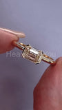 0.5ct Emerald Simulated Diamond Half Bezel Solitaire Ring 14k Yellow Gold Plated