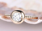 Rope Design Engagement Ring 0.5ct Round Cut VVS1D Diamond 14k Rose Gold Finish