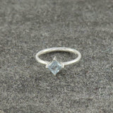 0.5ct Engagement Ring Princess Cut Blue Aquamarine Solitaire 14k White Gold Over
