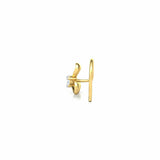 0.2ct Round Cut Diamond Leaf Design Nose Pin Ring Piercing 14k Yellow Gold Over