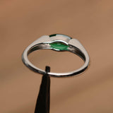 0.5ct Marquise Cut Green Emerald Solitaire Engagement Ring 14k White Gold Finish