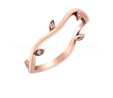 0.1ct Round Cut Moissanite Wave Design Women Wedding Band 14k Rose Gold Plated