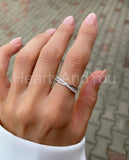 0.45ct Round Cut Moissanite Curved Women Wedding Band 14k Yellow Gold Plated