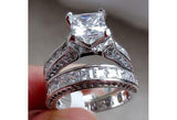 3ct Princess Cut Diamond Bridal Wedding Set Ring Band 14k White Gold Finish