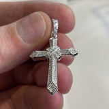 3ct Round Cut Moissanite Holy Cross Knot Pendant 14k White Gold Plated NO CHAIN