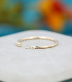 0.12ct Round Cut Moissanite Open Cuff Women Wedding Band 14k Yellow Gold Plated