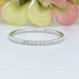 0.3ct Round Cut Moissanite Minimalist Women Wedding Band 14K White Gold Plated