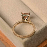 1.3ct Emerald Cut Peach Morganite Round Diamond Accent Ring 14k Yellow Gold Over