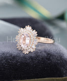 2ct Oval Cut Simulated Morganite Cocktail Engagement Ring 14k Rose Gold Plated