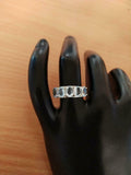 2.6ct Wedding Ring Band Oval Cut Blue Aquamarine Five Stone 14k WhiteGold Finish