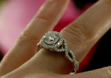2.3ct Round Cut Diamond Halo Infinity Band Engagement Ring 14k White Gold Finish