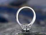 2.25ct Pear Cut Green Emerald Halo Solitaire Engagement Ring 18K White Gold Over