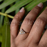 0.6ct Trillion Simulated Morganite Halo Engagement Ring 14K Yellow Gold Plated