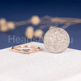 0.2ct Baguette Cut Simulated Blue Aquamarine Minimal Ring 14k Rose Gold Plated