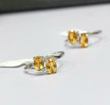 2ct Engagement Ring Oval Cut Citrine Two Stone Solitaire 14k White Gold Finish